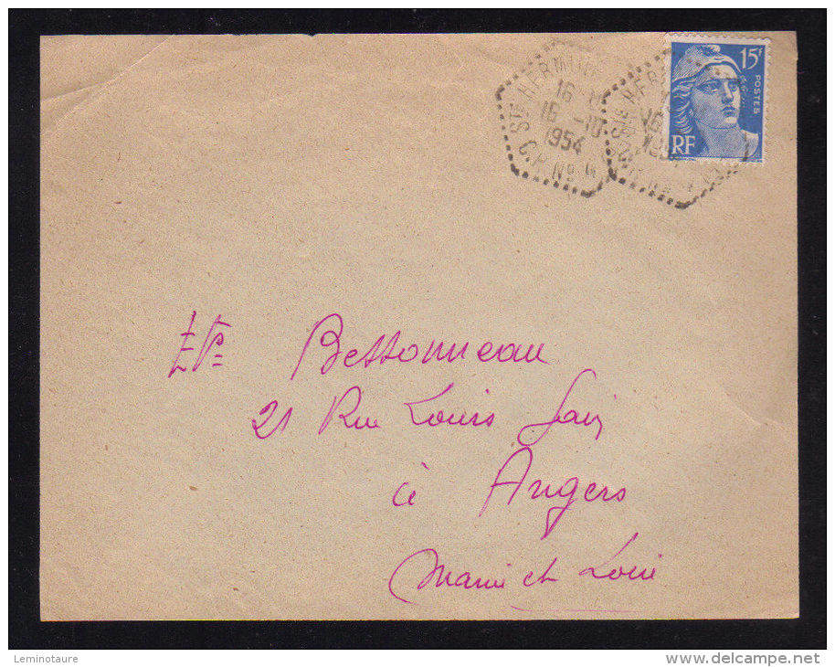 Poste Automobile Rurale / Circuit De SAINTE HERMINE C.P. N° 4 - VENDEE ( THIRE )  Devant De Lettre 1954 - Manual Postmarks