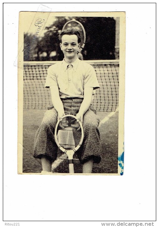 Photographie Joueur Tennis - Raquette Filet - - Sports