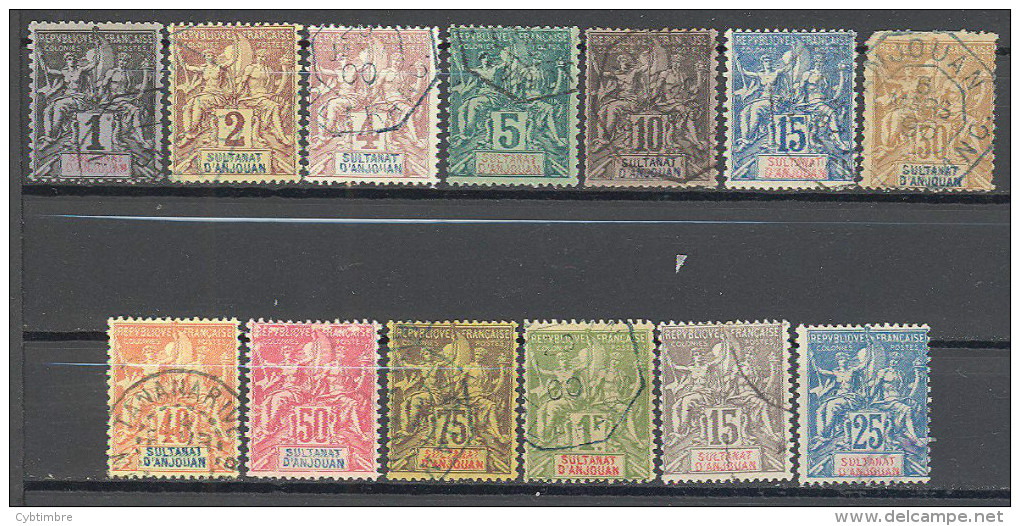 Anjouan: 12 Valeurs De La Serie Yvert N° 1/16°, Used; Cote 286.00€; Voir Scan - Used Stamps