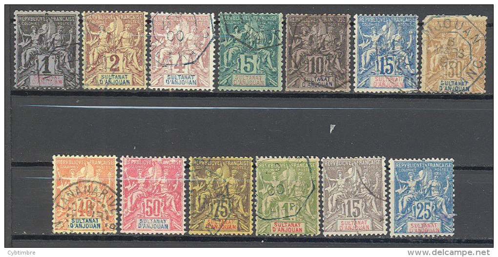 Anjouan: 12 Valeurs De La Serie Yvert N° 1/16°, Used; Cote 286.00€; Voir Scan - Oblitérés