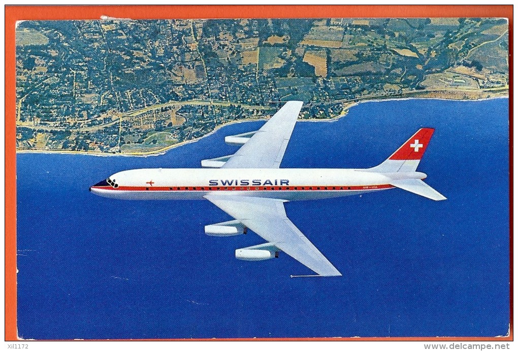 DAF-03  Douglas DC-8 De Swissair Au Dessus Du Lac Léman. Cachet Hannover Messe 1960 - 1946-....: Era Moderna