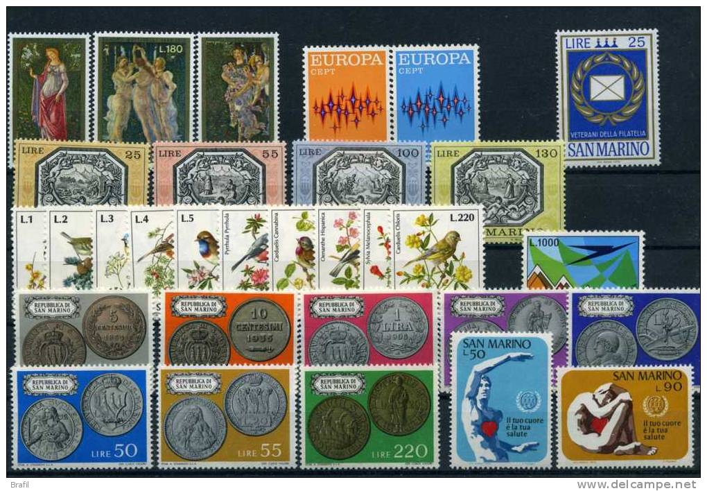 1972 San Marino, Annata Completa 30 Valori, Serie Complete Nuove (**) - Usados