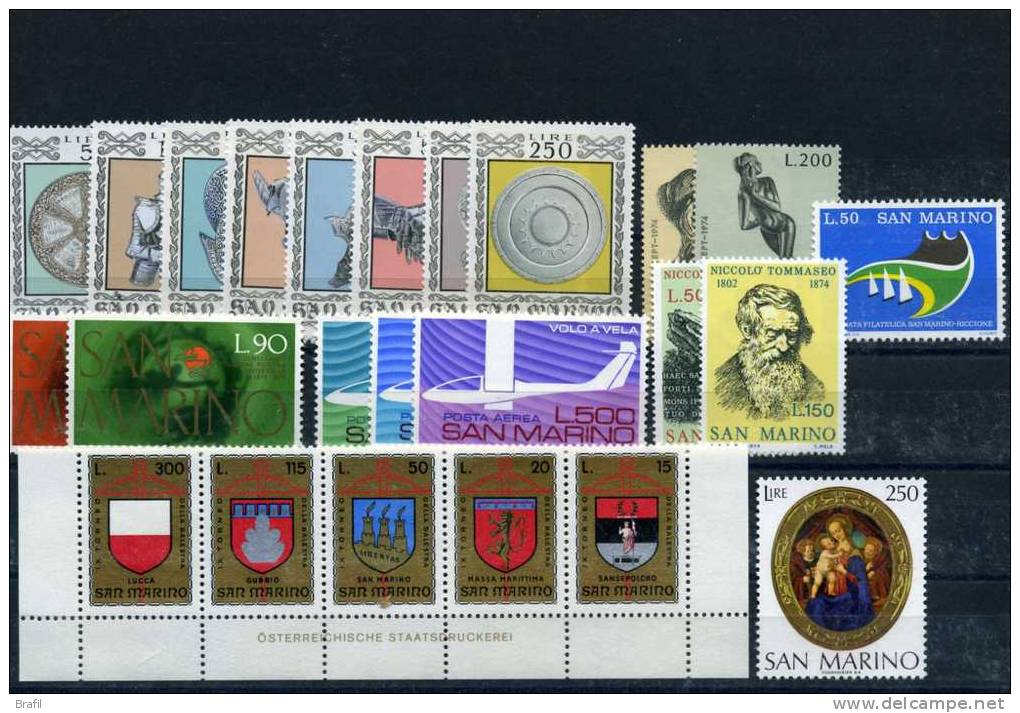 1974 San Marino, Annata Completa 21 Valori, Serie Complete Nuove (**) - Used Stamps