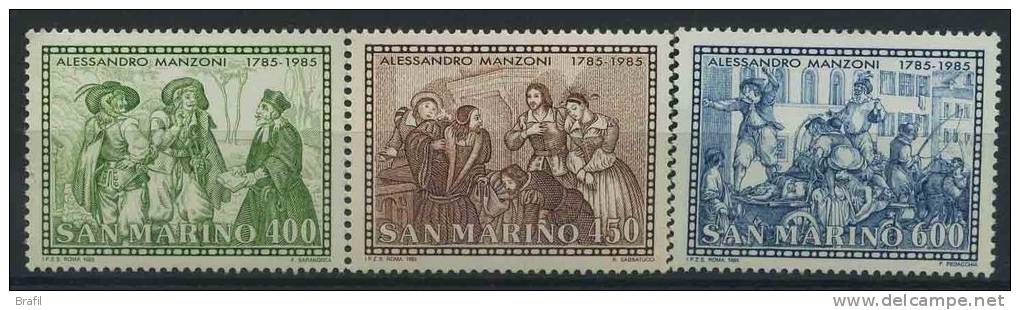 1985 San Marino, Bicentenario Nascita Manzoni, Serie Completa Nuova (**) AL FACCIALE - Nuevos