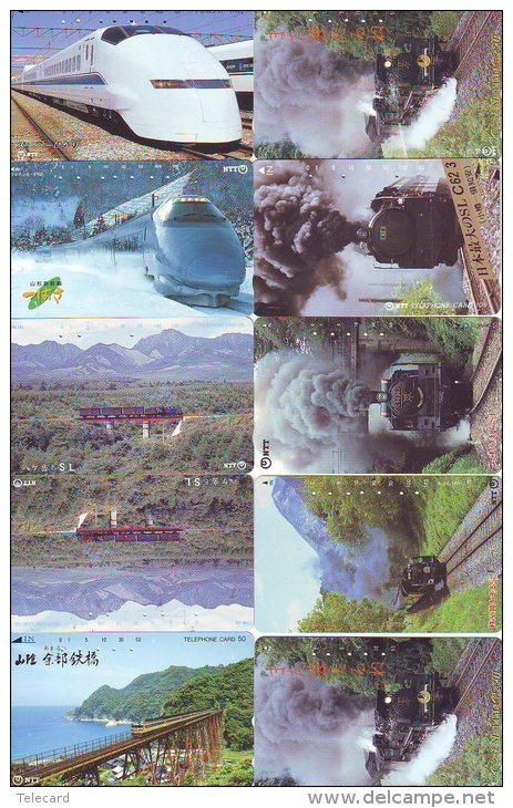 LOT De 10  Télécarte Japon TRAIN (lot 572) Eisenbahn * TREIN * Zug  Japan Telefonkarte * PHONECARD * CHEMIN DE FER * - Trains