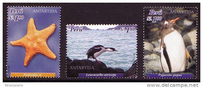 PERU 2004 Antarctica/Antartida, Antarctic Fauna Set Of 3v** - Antarctic Wildlife