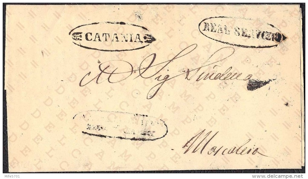 PREFILATELIA - PIEGO REAL SERVIZIO DA CATANIA  A MASCALUCIA (ORA MASCALALUCIA) 2.7.1857 - 1. ...-1850 Prefilatelia