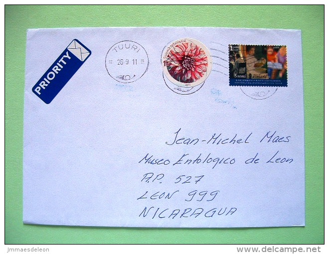 Finland 2011 Cover To Nicaragua - Flower - Round Stamp - Cartas & Documentos