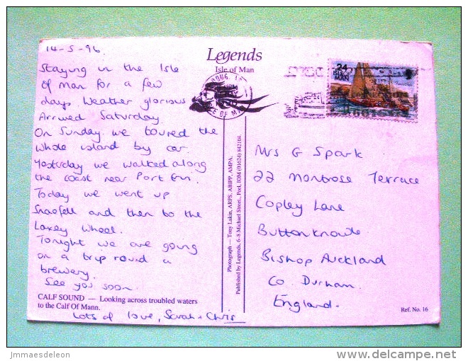 Isle Of Man 1996 Postcard "Calf Sound Beach" To England - Sailing Ship - Isola Di Man