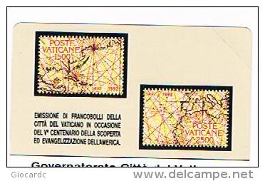 VATICANO (VATICAN) - C&C  6000 - V^ CENTENARIO SCOPERTA AMERICA - SCHEDA N.0 PRIMA EMESSA (NUOVA) - RIF. CP - Briefmarken & Münzen