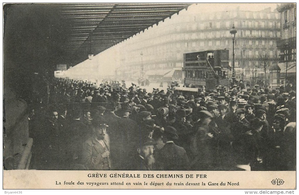 75 -  Gare Du Nord - Paris - ** Grève Générale Des Chemins De Fer ** - Cpa En Bon état . - Grèves