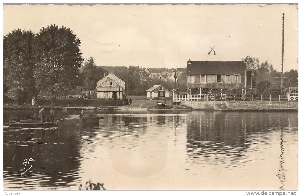 ROSNY-sur-SEINE - Le Bac Vers Guernes - CPSM Petit Format Timbrée De 1950 - Rosny Sur Seine