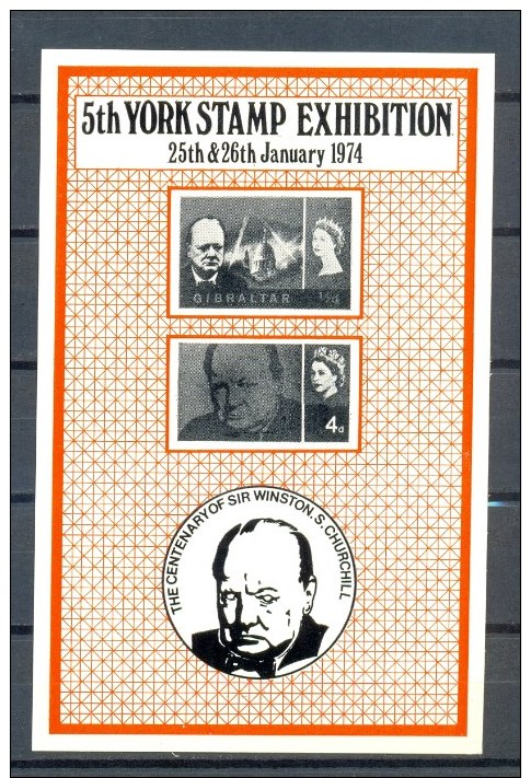 GB UK YORK STAMP EXHIBITION CARD 1974 WINSTON CHURCHILL STAMP EXPO - Philatelic Exhibitions