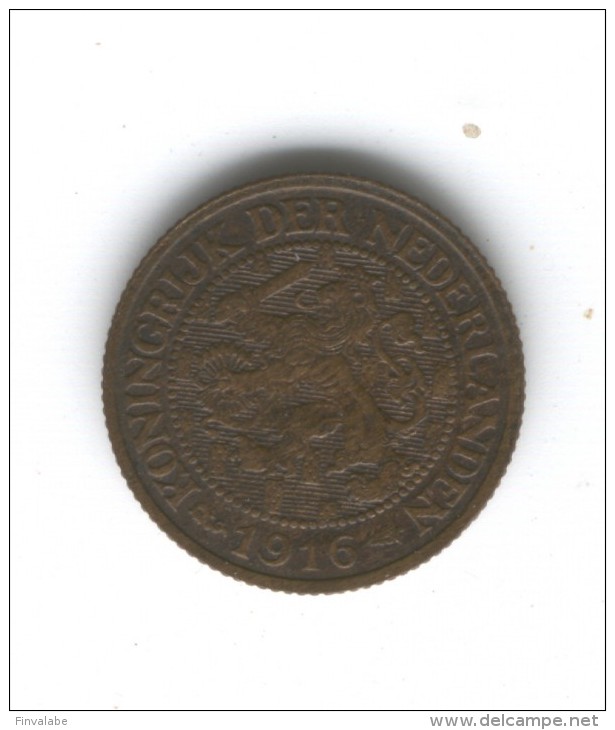 KONINGRIJK DER NEDERLANDEN Pays Bas 5c 5 Cent 1 Centime 1916 - 1 Cent