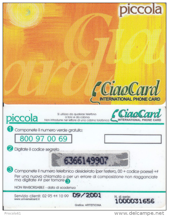 CARTA SCHEDA PREPAGATA PREPAID CALLING CARD PICCOLA - Schede GSM, Prepagate & Ricariche