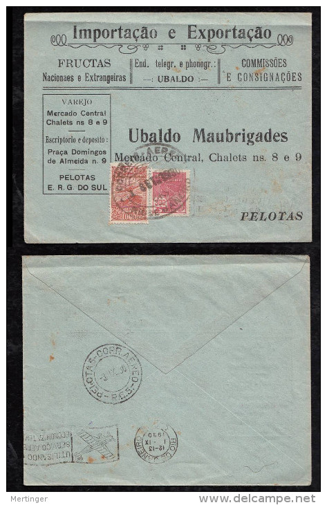 Brazil Brasil 1930 Advertising Airmail Cover Rio De Janeiro To PELOTAS - Cartas & Documentos