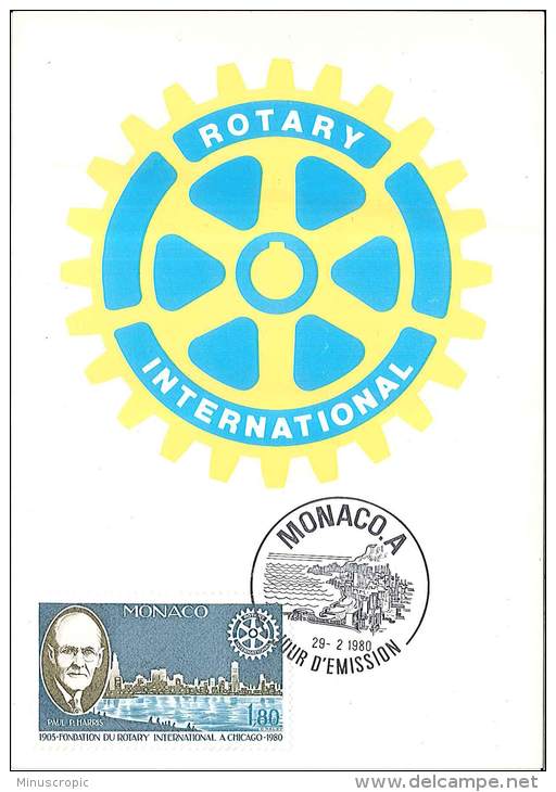 CM Monaco - Rotary International - Paul Harris - 1980 - Cartes-Maximum (CM)