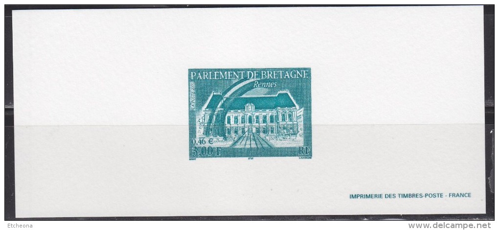 = Gravure Du Timbre Le Parlement De Bretagne (Rennes) N°3307 - Documents De La Poste