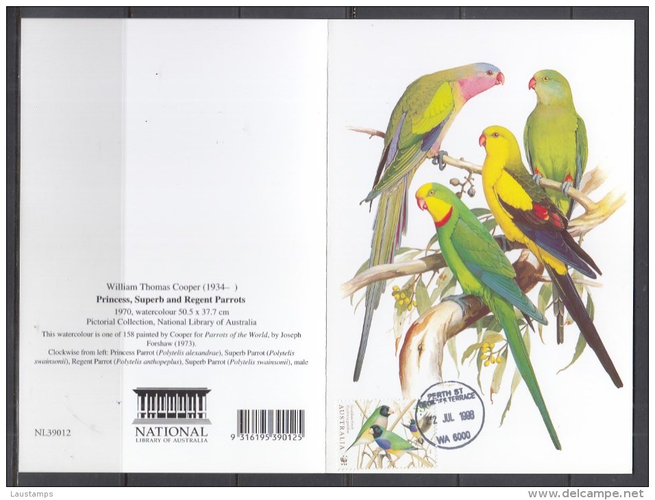 Australia National Library, Princess, Superb And Regent Parrots Greeting Card - Papegaaien, Parkieten