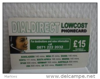 Prepaidcard  Dialdirect UK £ 15 (Mint,Neuve) Rare - BT Kaarten Voor Hele Wereld (Vooraf Betaald)