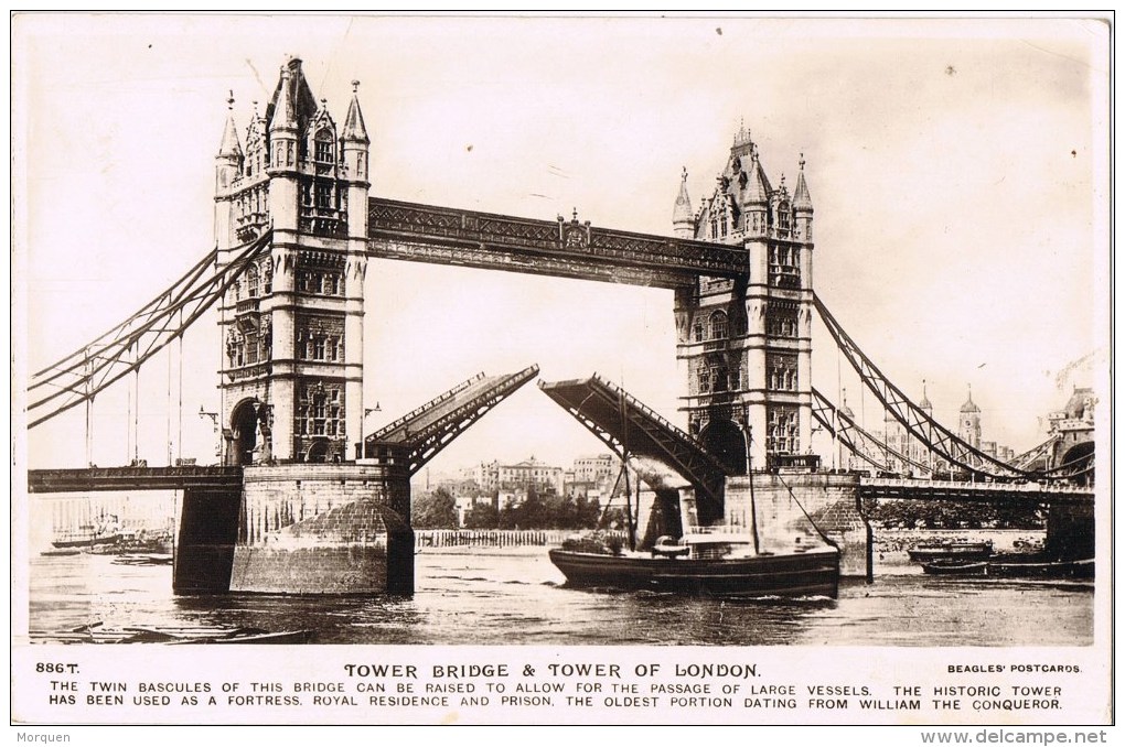 10484. Postal LONDON (Gran Bretaña) 1933, Tower Bridge And Tower Of London - Brieven En Documenten