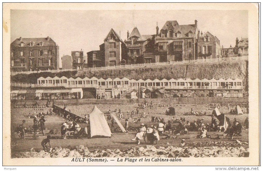 10489. Postal AILT (Somme). La Plage Et Les Cabines Salon - Ault