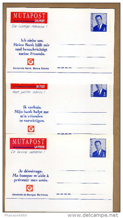 3 Cartes Entier Postal Mutapost Générale De Banque - Addr. Chang.