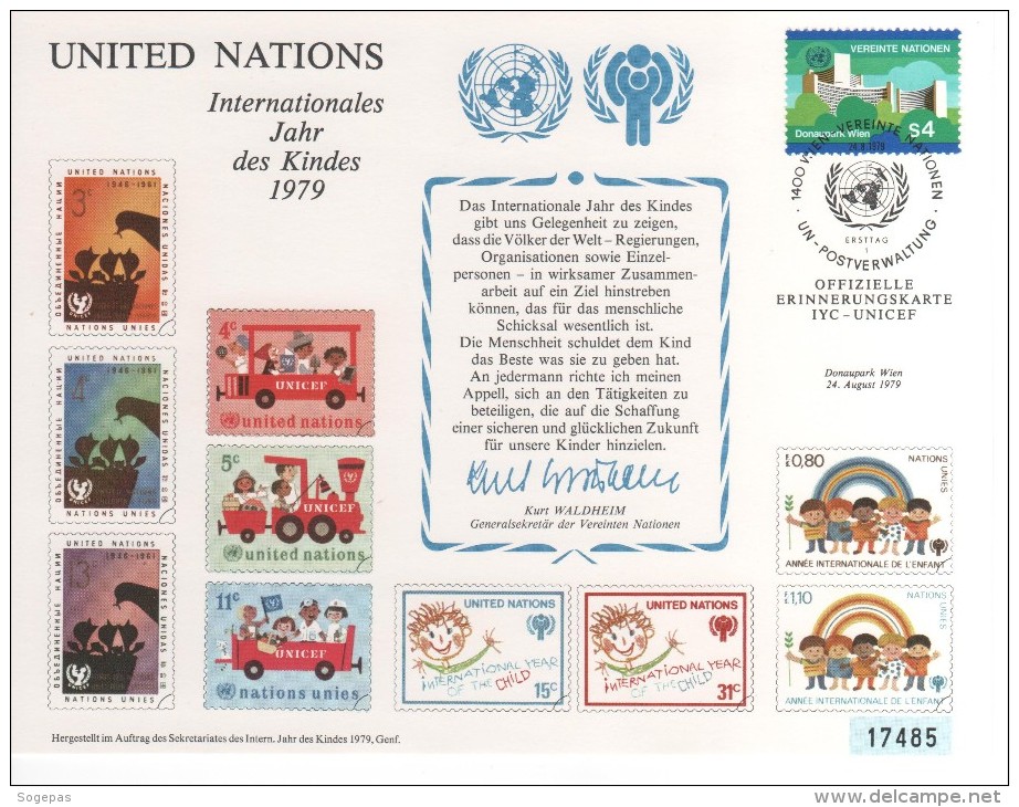 NATIONS UNIES ANNEE INTERNATIONALE DE L'ENFANT 1979 PREMIER JOUR FDC LOT DE 2 CARTES  VOIR SCAN - UNICEF