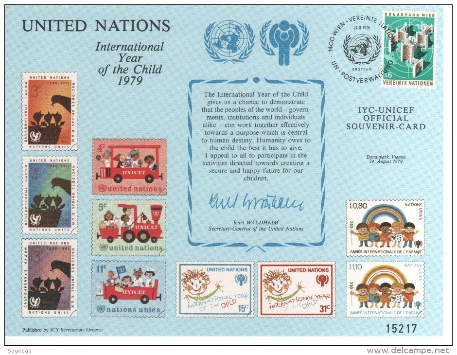 NATIONS UNIES ANNEE INTERNATIONALE DE L'ENFANT 1979 PREMIER JOUR FDC LOT DE 2 CARTES  VOIR SCAN - UNICEF