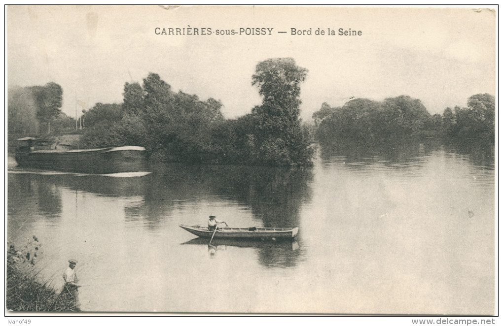 78 - CARRIERES SOUS POISSY - CPA - Bord De La Seine - Barque, Péniche - Carrieres Sous Poissy