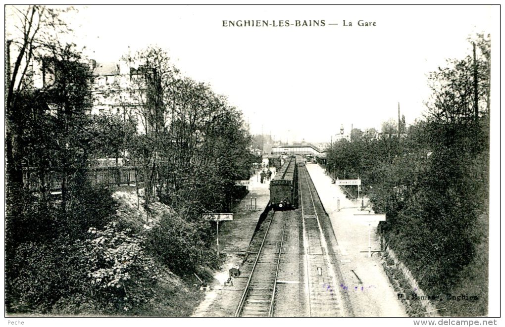 N°39402 -cpa Enghien Les Bains -la Gare- - Stations With Trains