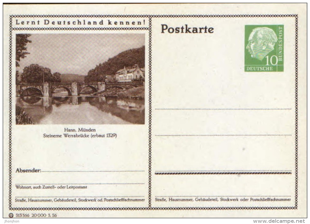 Germany/Federal Republic - Stationery Postcard Unused - P24 - Hann.Munden Steinerne Werrabrucke - Cartes Postales - Neuves