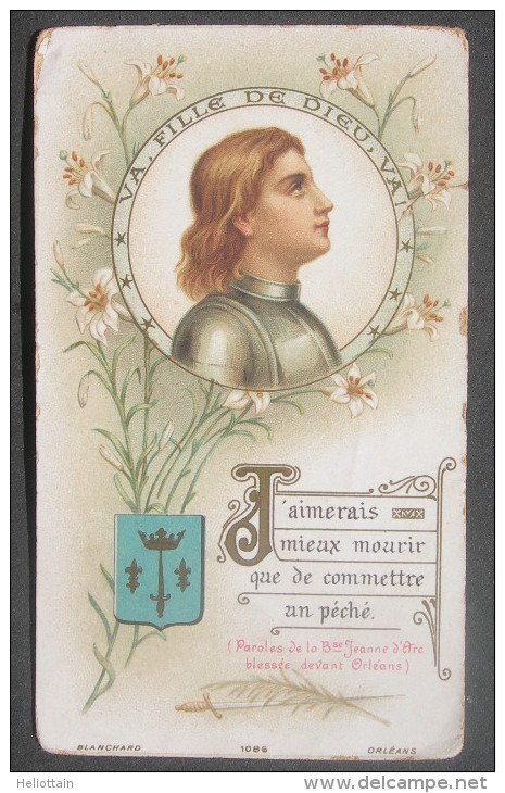 CANIVET IMAGE PIEUSE Chromo Blanchard Vers 1910 :  JEANNE D´ARC VA FILLE DE DIEU VA - JOAN OF ARC HOLY CARD / SANTINO - Images Religieuses