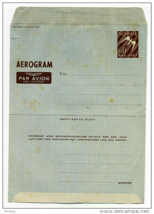 AEROGRAM " Med Luftpost" / NORGE - NORVEGE / Never Used - Lettres & Documents