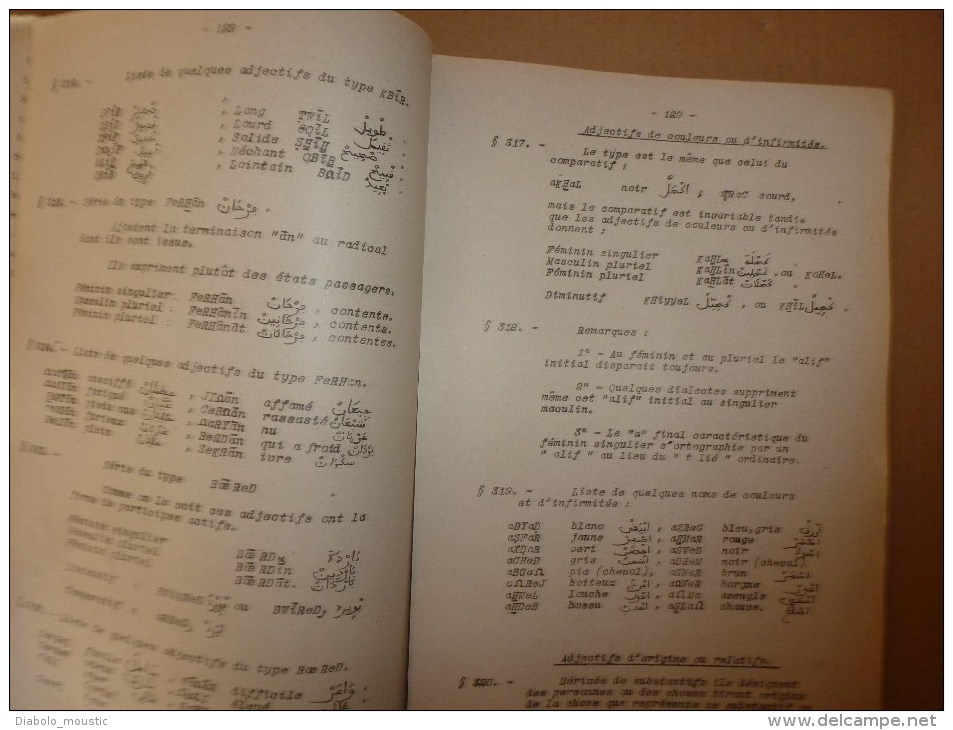 1925-1926 COURS d'ARABE Nord-Africain destiné aux officiers pour leur permettre de pénétrer les secrets de la langue