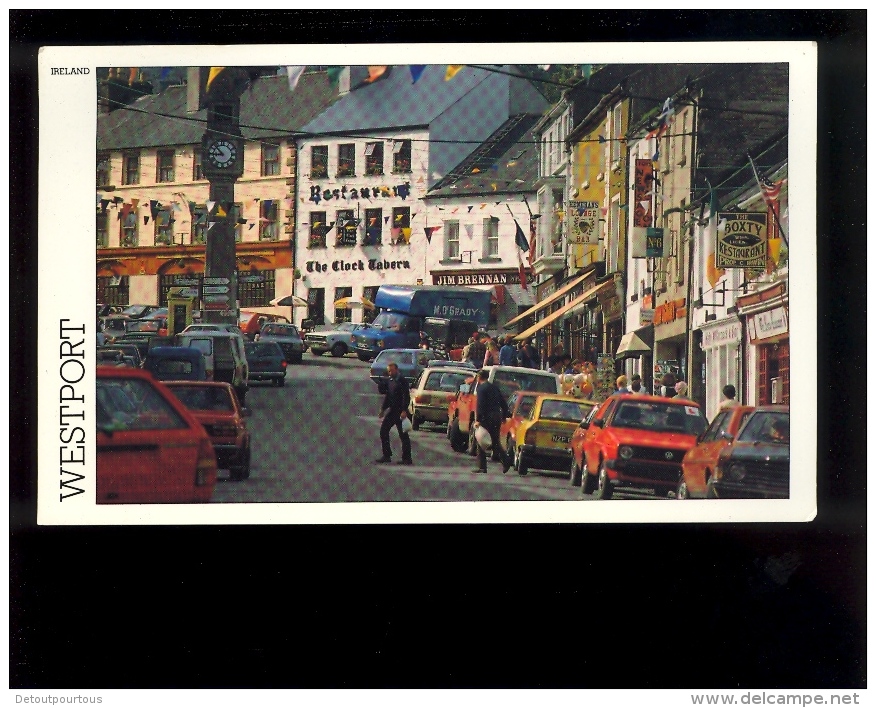 WESTPORT Co MAYO IRELAND Street The Clock Tavern Jim Brennan Irwin Boxty Restaurant ( Auto Citroen GS VW Polo Ford - Mayo