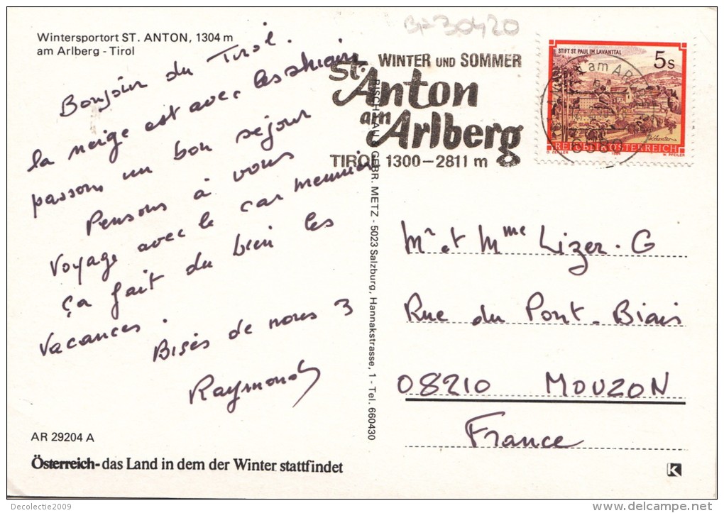 BF30420 Wintersport St Anton Arlberg Tirol Austria  Front/back Image - St. Anton Am Arlberg