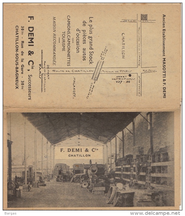 Demi Tout Pour L´automobile Chatillon Sous Bagneux Seine Carte Dépliante Publicitaire De La France En 15 Volets - Publicités