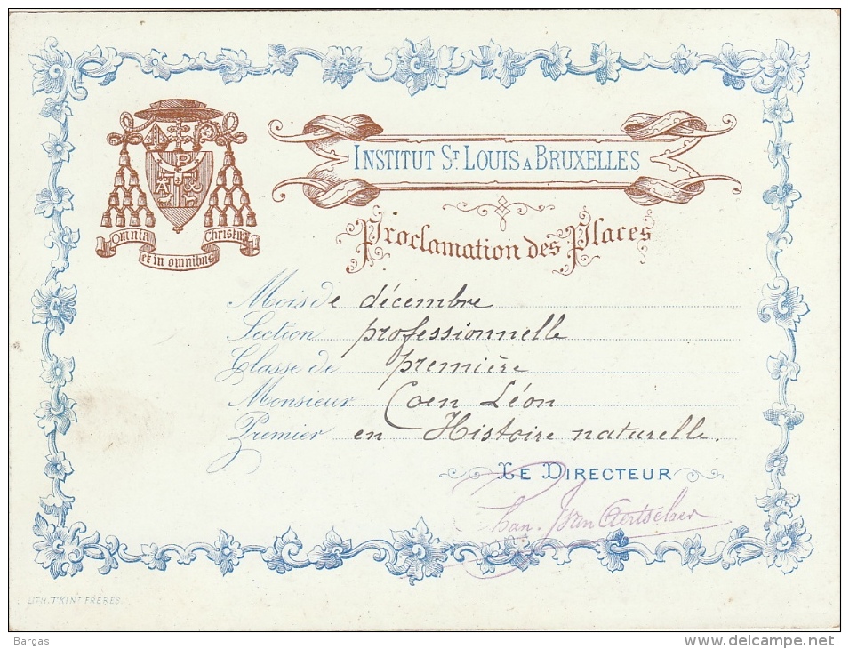 Bulletin Carte De Porcelaine Institut Saint Louis Bruxelles - Diplome Und Schulzeugnisse