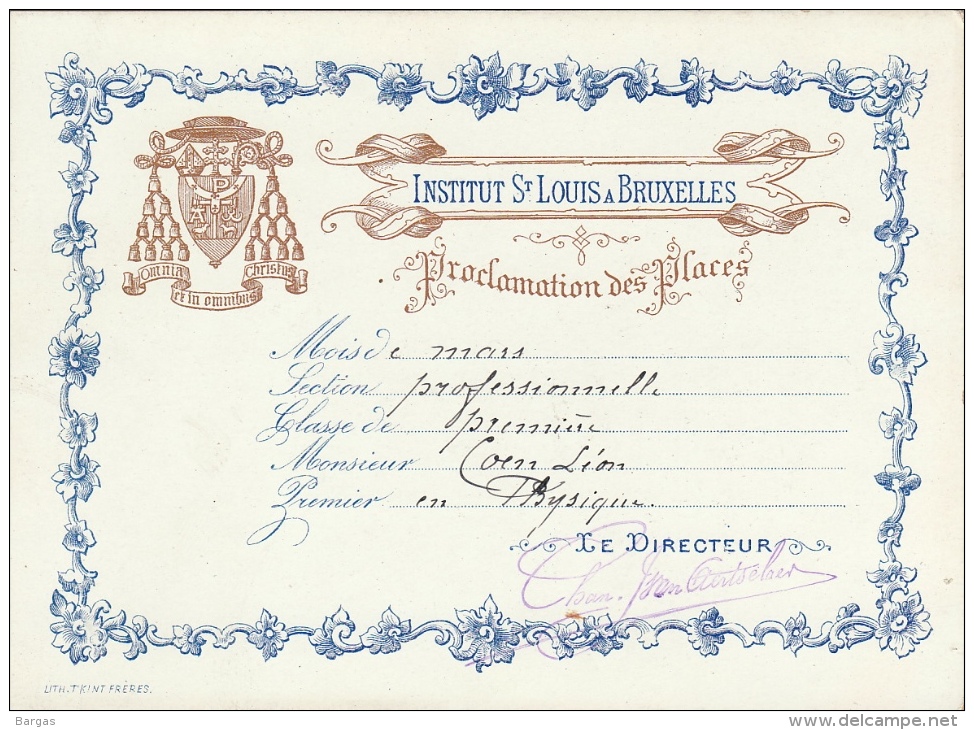 Bulletin Carte De Porcelaine Institut Saint Louis Bruxelles - Diploma's En Schoolrapporten