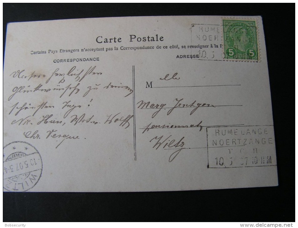 == Luxemburg Phantasie Karte Bahnhpost RümelingenNoerthzange 1907 - Pétange