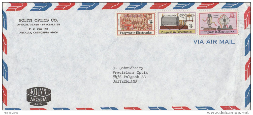 1973 Air Mail USA COVER Multi Stamps ELECTRONICS TRANSISTORS MACRONI Spark  DeFOREST AUDIO - Physics