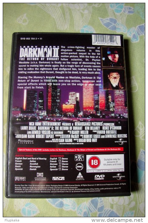 Dvd Zone 2 Darkman 2 The Return Of Durant Bradford May  2000 Vostfr + Vfr - Sciences-Fictions Et Fantaisie