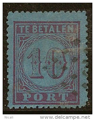 NETHERLANDS 1870 10c Postage Due SG D77 U #FF14 - Strafportzegels