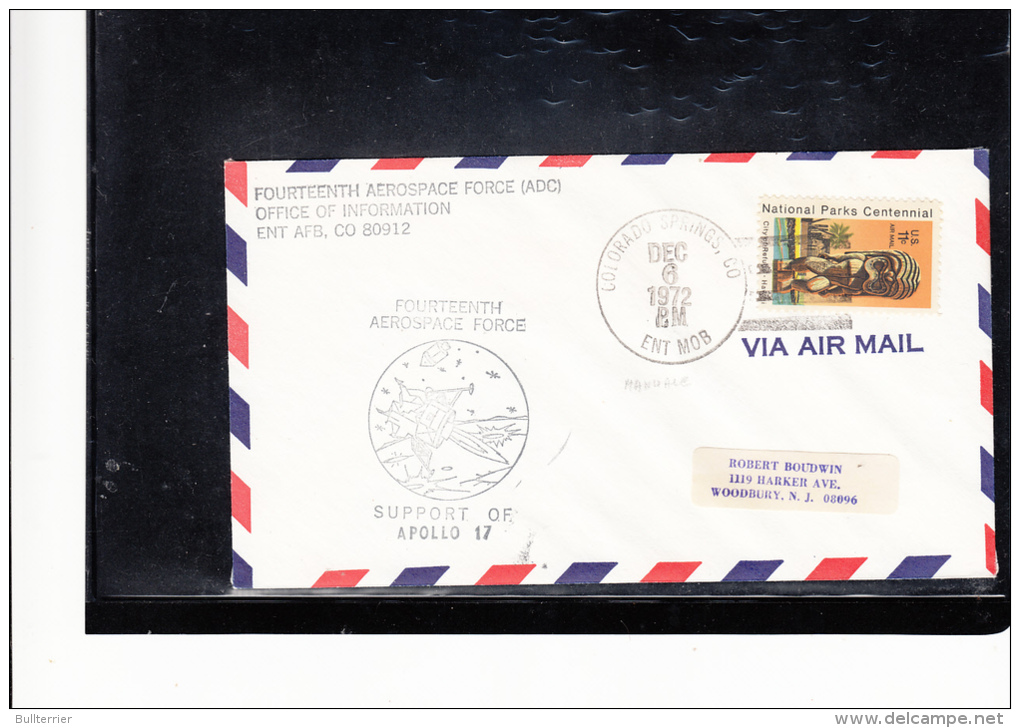 SPACE -   USA -  1972- AEROSPACE SUPPORT COVER  WITH  LARGE COLORADO  SPRINGS  POSTMARK - Etats-Unis