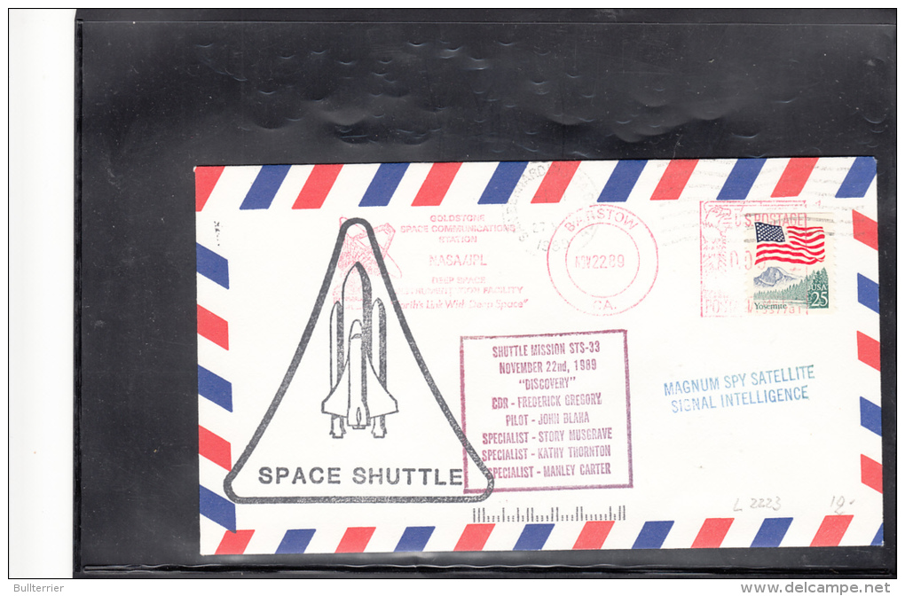SPACE -   USA - 1989 - STS 39 MAGNUM SPY SATELLITE COVER WITH RED BARSTOW    POSTMARK - Etats-Unis