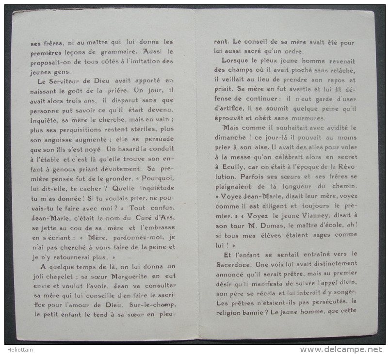 CANIVET Ouvrant  IMAGE PIEUSE AVEC TEXTE & Chromo  Vers 1900 : J M B VIANNEY CURE D´ARS MODELE DE PIETE FILIALE - Devotion Images