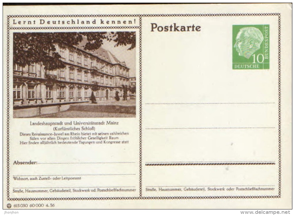 Germany/Federal Republic - Stationery Postcard Unused - P24 - Landeshauptstadt Ind Universitatsstadt  Mainz - Cartes Postales - Neuves
