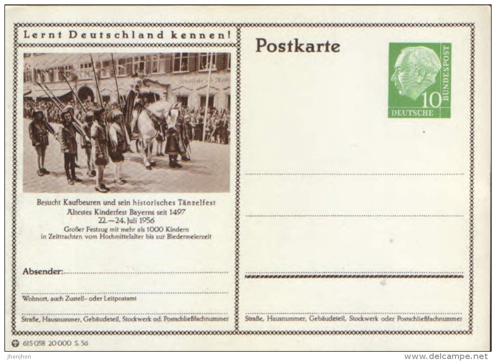 Germany/Federal Republic - Stationery Postcard Unused - P24 - Besucht Kaufbeuren Und Sein Historisches Tänzelfest - Cartes Postales - Neuves