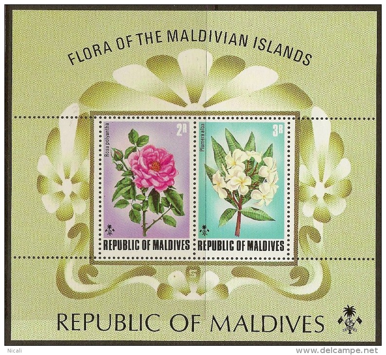 MALDIVES 1973 Flowers MS SG MS474 UNHM #FM154 - Malediven (...-1965)